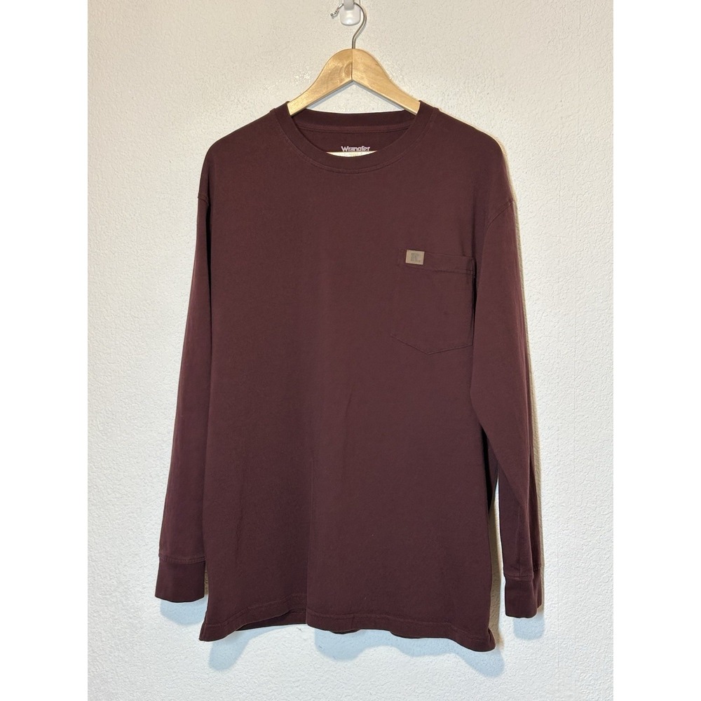 Wrangler Riggs Workwear Shirt Large Red Maroon Long Sleeve Pocket Heavyweight